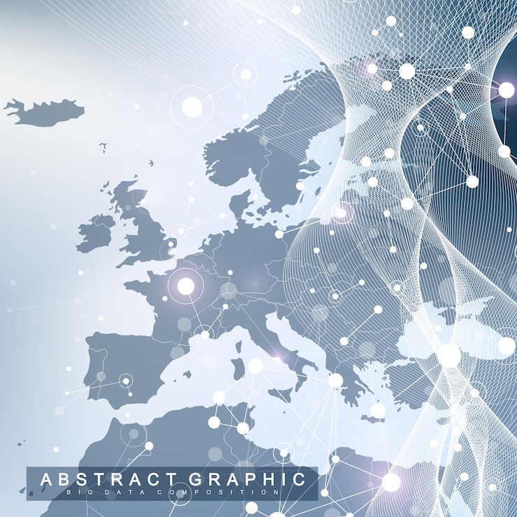 Vector big data visualization. graphic abstract background artificial intelligence. social network connection concept. perspective backdrop of depth. virtual minimal array with compound. vector illustration.