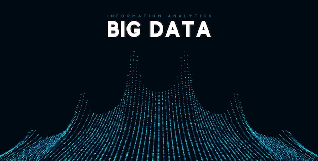 Visualizzazione di grandi quantità di dati. tecnologia delle onde informative. sfondo astratto futuristico di dati digitali. illustrazione vettoriale