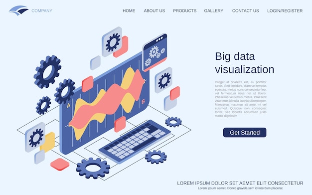 Big data visualization modern 3d vector concept illustration