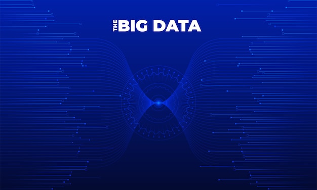 Vettore visualizzazione di big data. analisi visiva della complessità dei dati. infografica di concetto. rappresentazione grafica della linea di informazioni. grafico dati astratto. illustrazione