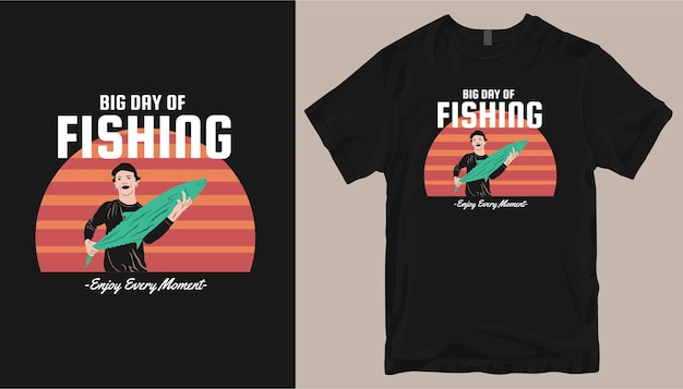 Grande giornata di pesca, design della maglietta da pesca.