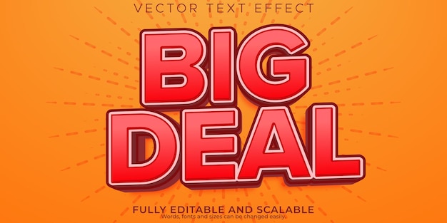 Vector big deal text effect editable promotion and marketing text style