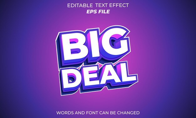 big deal text effect typography 3d text font editable vector template