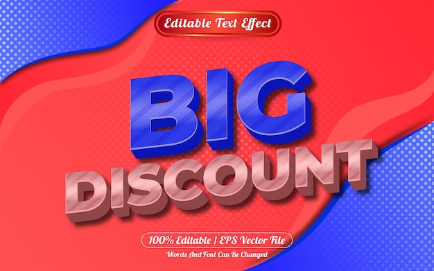 Big discount 3d editable text effect abstract background