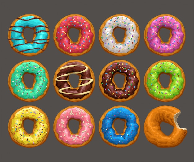 Big donuts set on dark