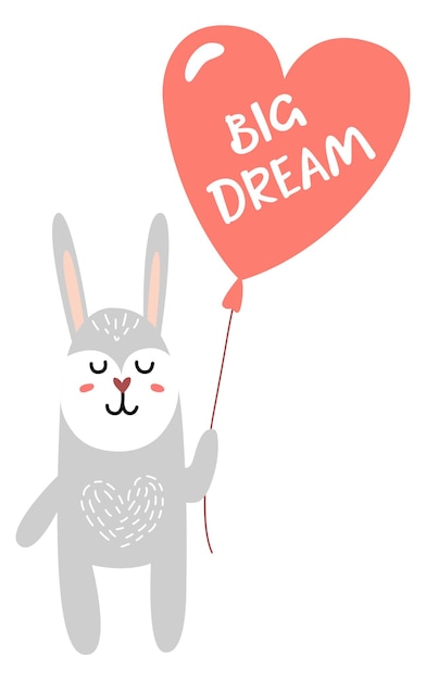 Big dream balloon with cute baby rabbit character