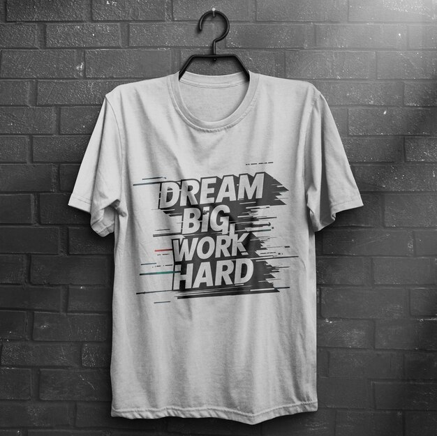Big Dream Work Hard motiverend t-shirt ontwerp generatief ai
