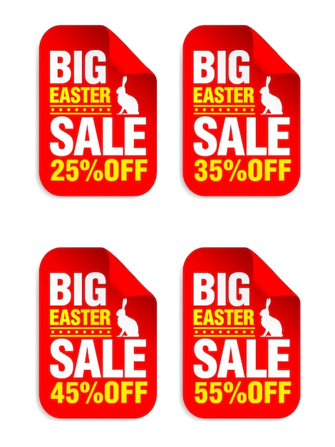 Big Easter Sale red sticker set Sale 20 30 40 50 off