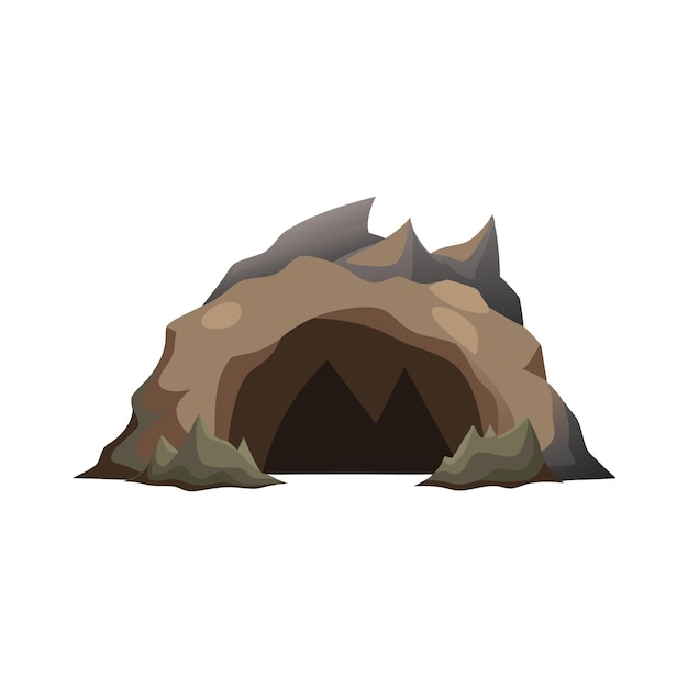Big empty cave isolated flat vector illustration on white background