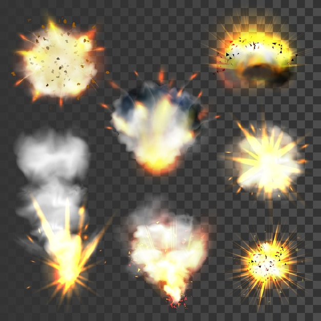 Vector big explosions set