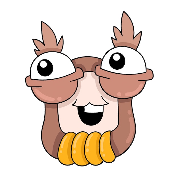 Big eyed brown owl doodle icon image kawaii