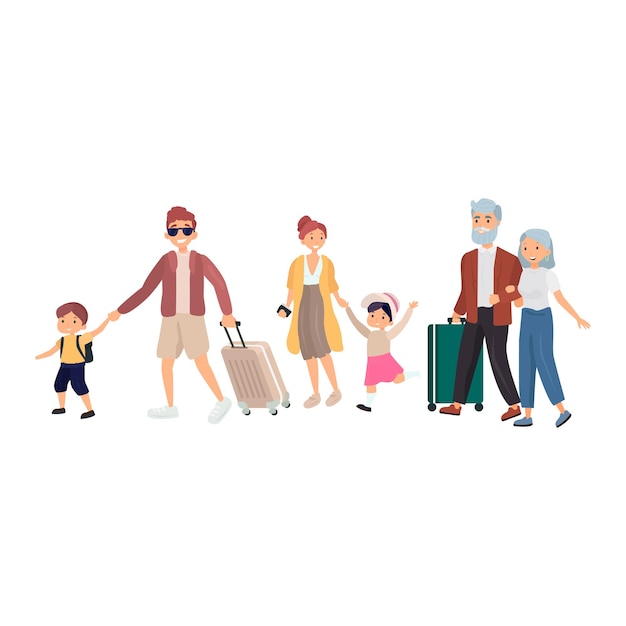 Vector big family trip flat icon colored vector element from airport collection creative big family trip icon for web design templates and infographics