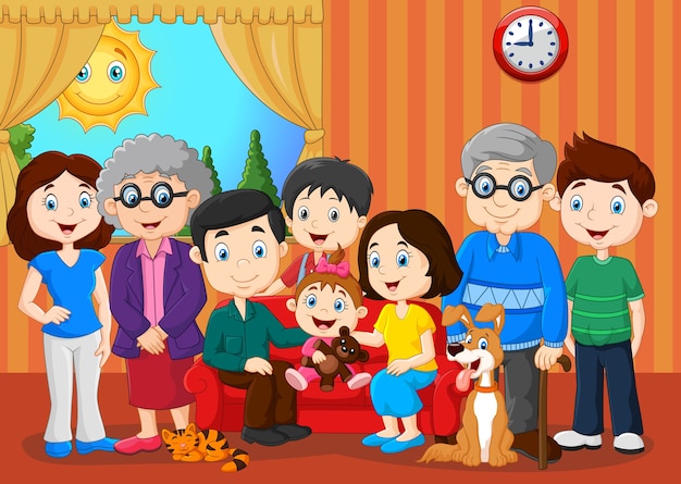 Big family with grandparents