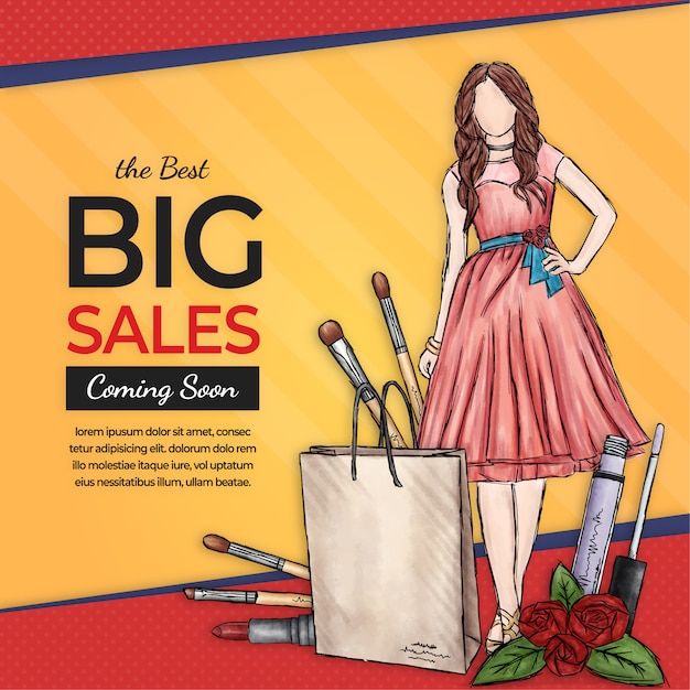 Vettore big fashion sales banner