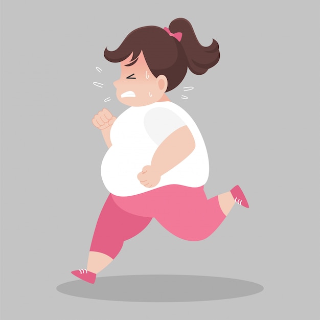 Big fat women running want to lose weight