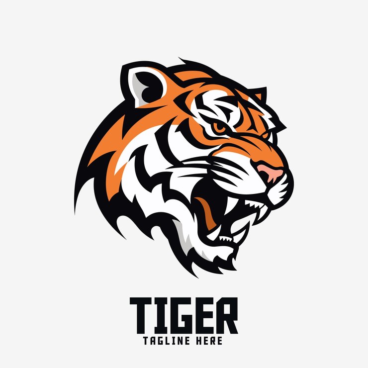 Vector big feline icon badge emblem for sport and esport animal template tiger head mascot logo
