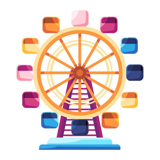 Vector big ferris wheel colorful amusement park festival holiday fun fairground happiness outdoor activity