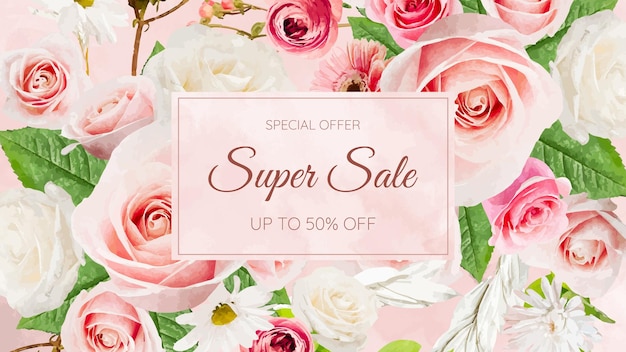 Big final sale promo editable floral flower frame background template