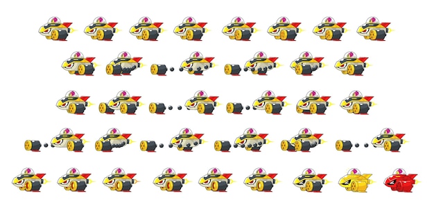 Big Fish Space Ship Enemy Game Sprites