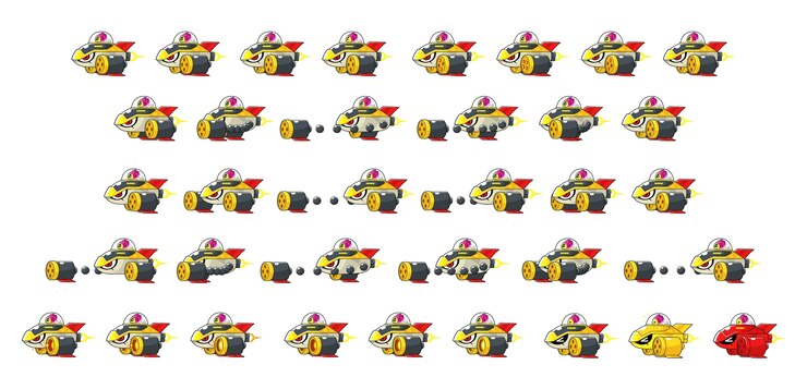 Vector big fish space ship enemy game sprites