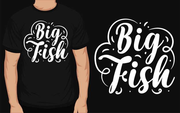 大きな魚のタイポグラフィ t シャツ デザイン