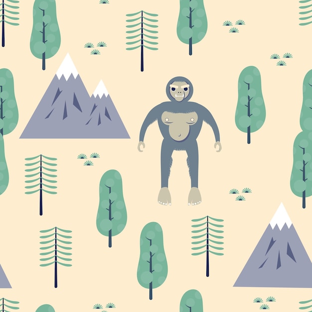 Big foot yeti seamless pattern