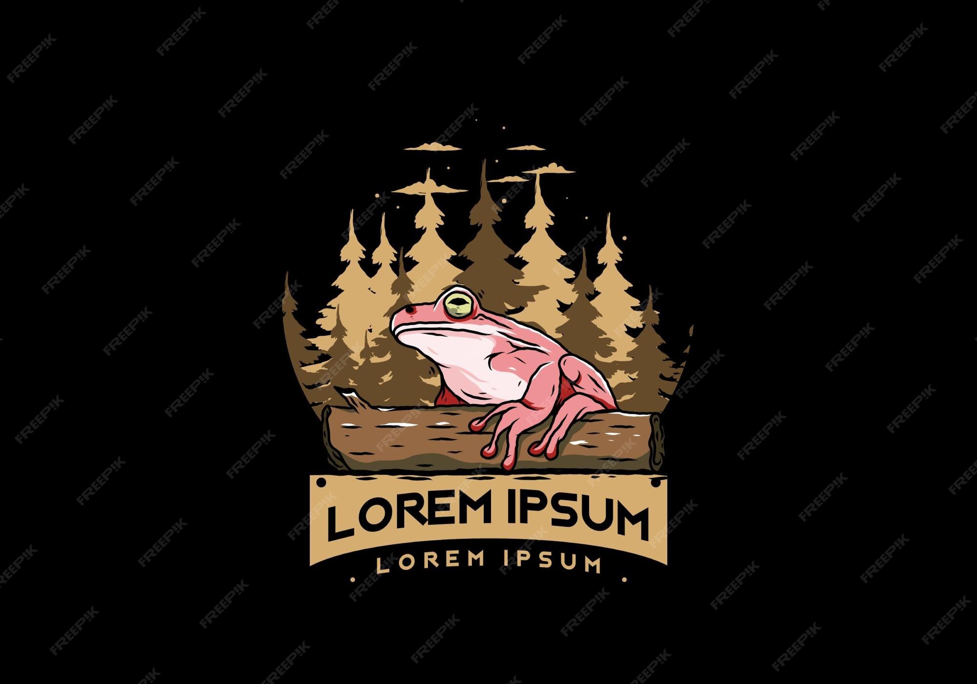 Premium Vector | Big frog perched on a log illustration