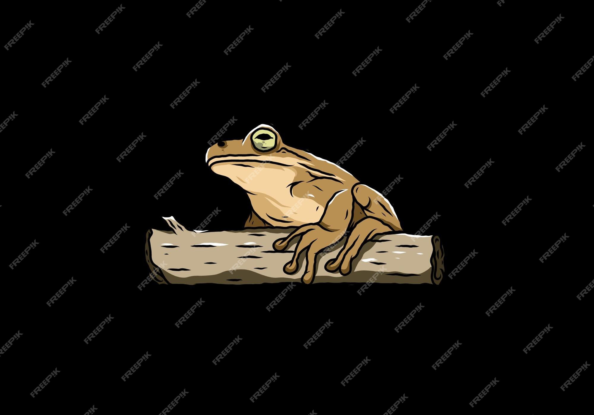 Premium Vector | Big frog perched on a log illustration