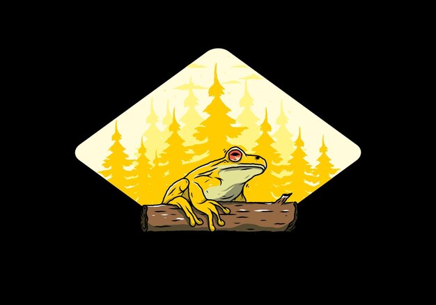 Big frog perched on a log illustration