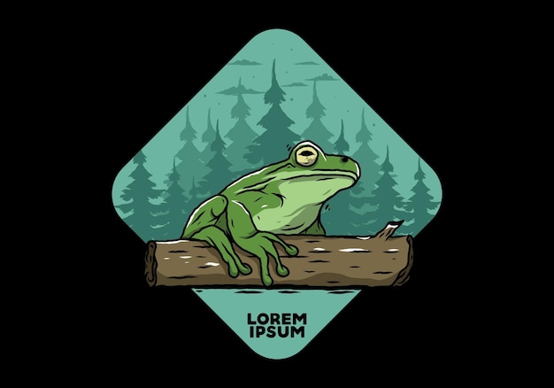 Big frog perched on a log illustration