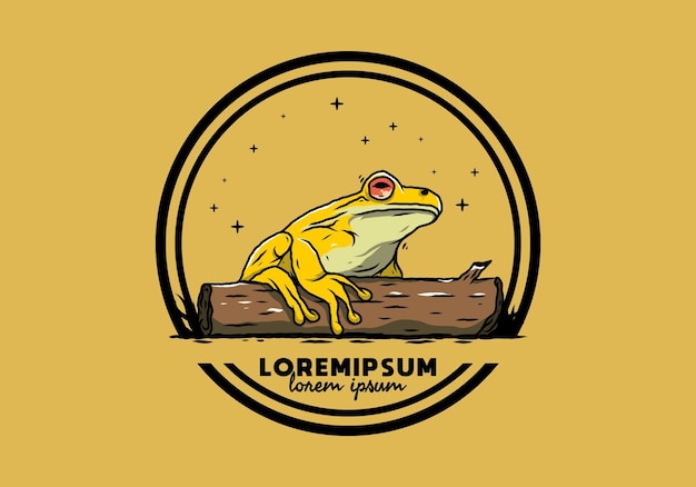 Vector big frog perched on a log illustration