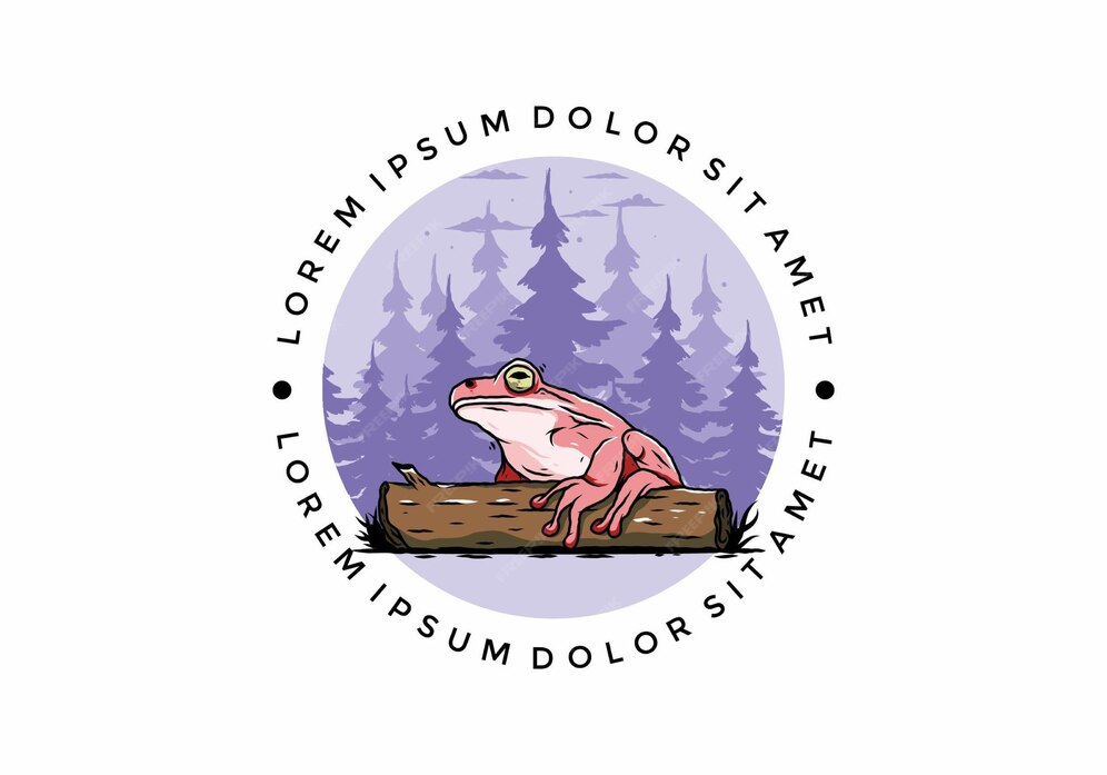 Premium Vector | Big frog perched on a log illustration
