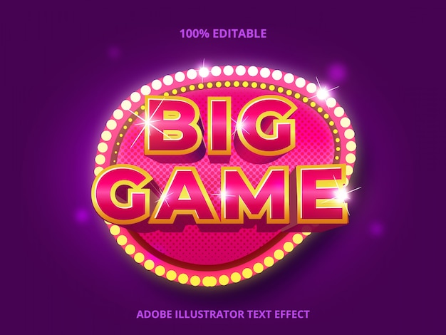 Big game-tekst, bewerkbaar teksteffect