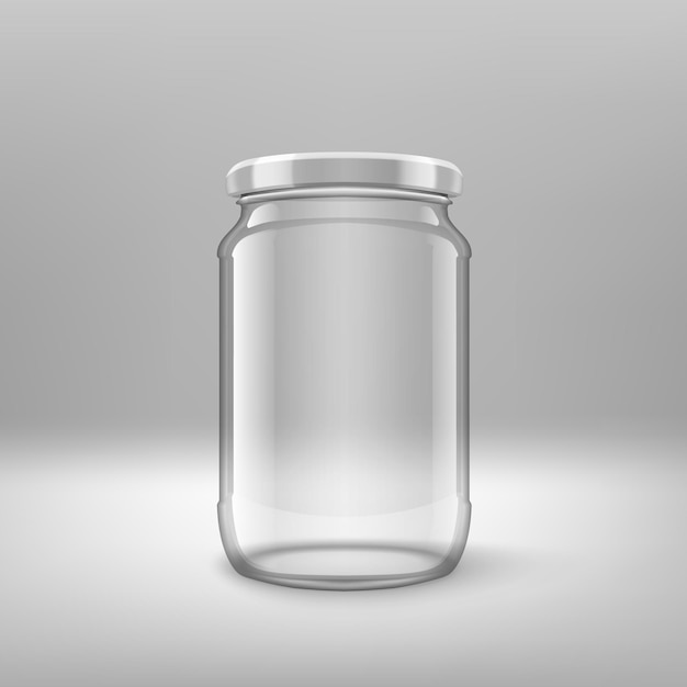 Vector big glossy glass jar with white lids