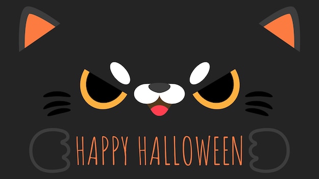 Vector big halloween black cat face background wallpaper.