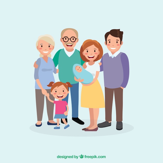 Big happy family with flat design