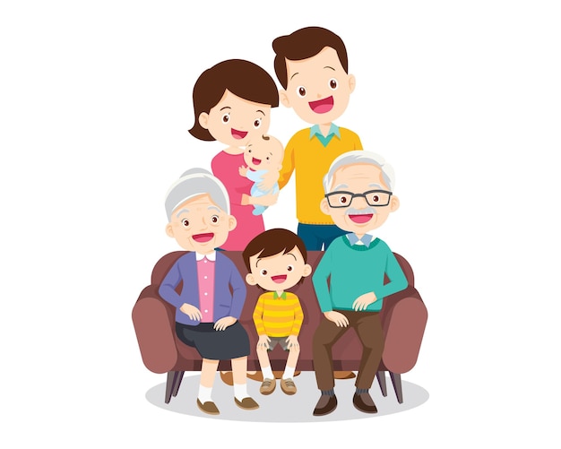 big happy multigenerational family siblings relatives portrait
