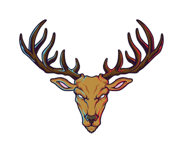 Vector big horn elk head illustration logo