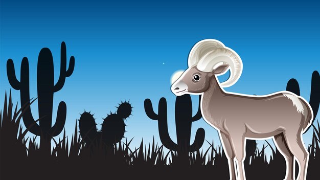 big horn sheep in silhouette desert