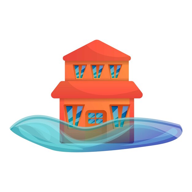 Vector big house flood icon cartoon of big house flood vector icon for web design isolated on white background