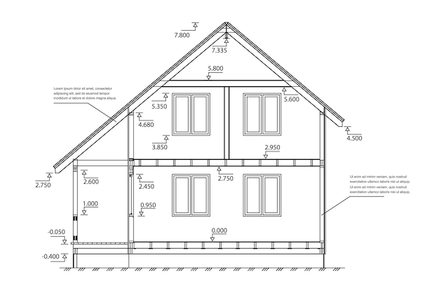 Big house plan scheme Detailed architectural plan of building Engineering project of two story house