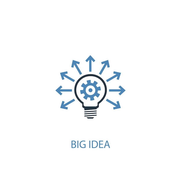 큰 아이디어 개념 2 색 아이콘입니다. 간단한 파란색 요소 그림입니다. 큰 아이디어 개념 기호 디자인입니다. 웹 및 모바일 Ui/ux에 사용 가능