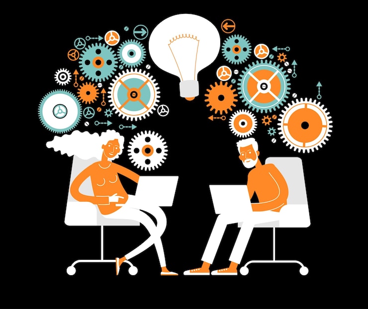 Vector big idea team business concepts the concept of human intelligence people has an idea brain storming
