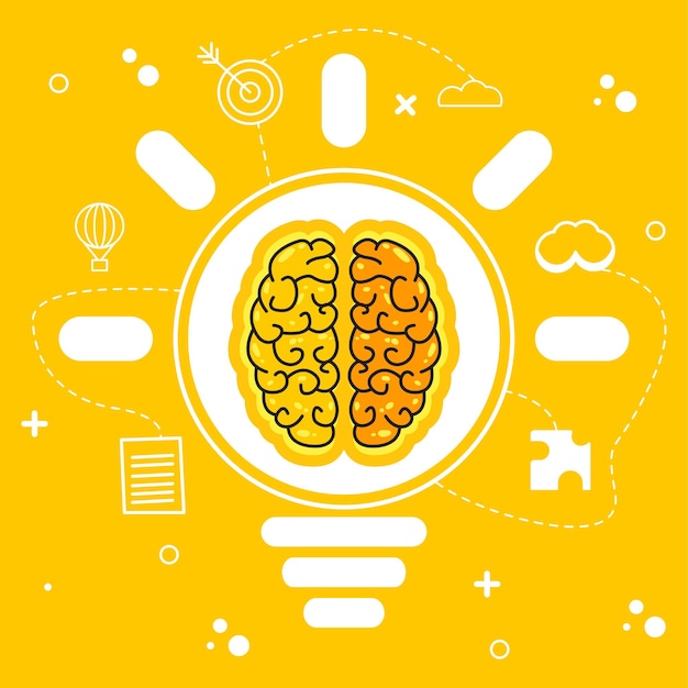 Vector big ideas intelligence brain background