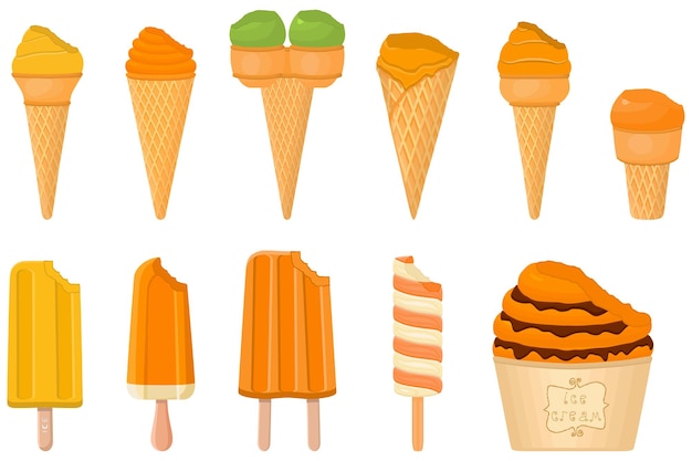 Большой комплект мороженого Popsicle различных типов в конусе вафли чашку