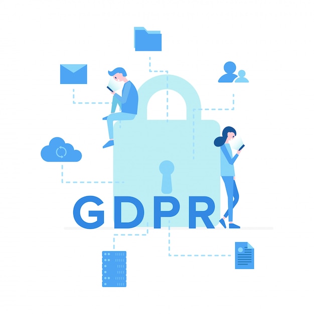 Вектор Большой замок с надписью gdpr