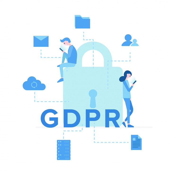 Vector big lock with inscription gdpr