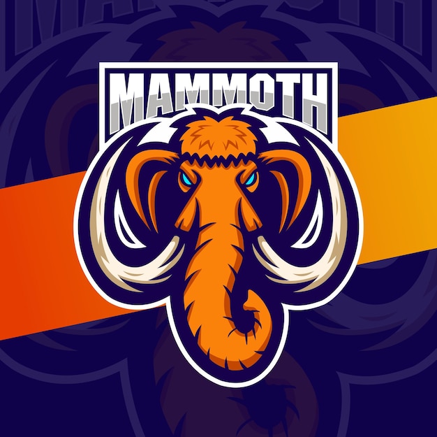 Вектор Большой талисман головы мамонта дизайн логотипа киберспорта для спорта и логотипа игры
