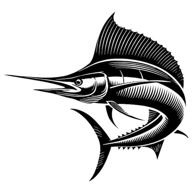 big marlin fish silhouette icon vector illustration isolated on white background