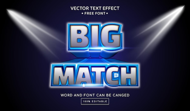 Vector big match editable text effect